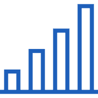 mergers and acquisitions graph icon blue outline rightsizer